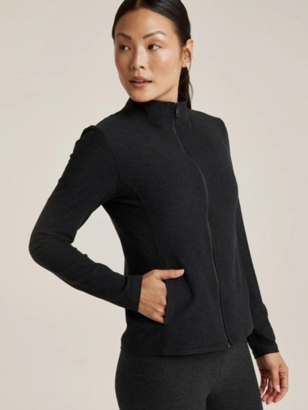 Beyond Yoga Spacedye On The Go Mock Navy Zip-Up Jacket